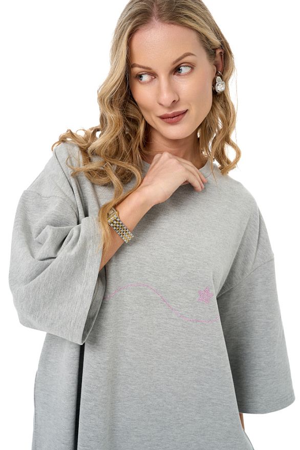 Футболка Серый Меланж Сисяо Стразы