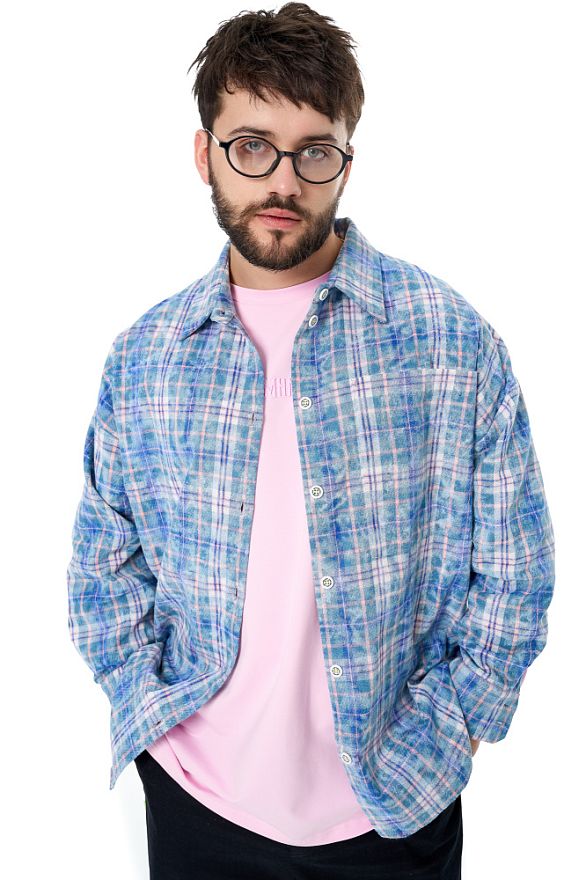 Рубашка Клетка Мужская Блю-Пинк
