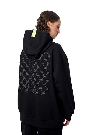 Толстовка Нью Блэк Стразы Монограмма