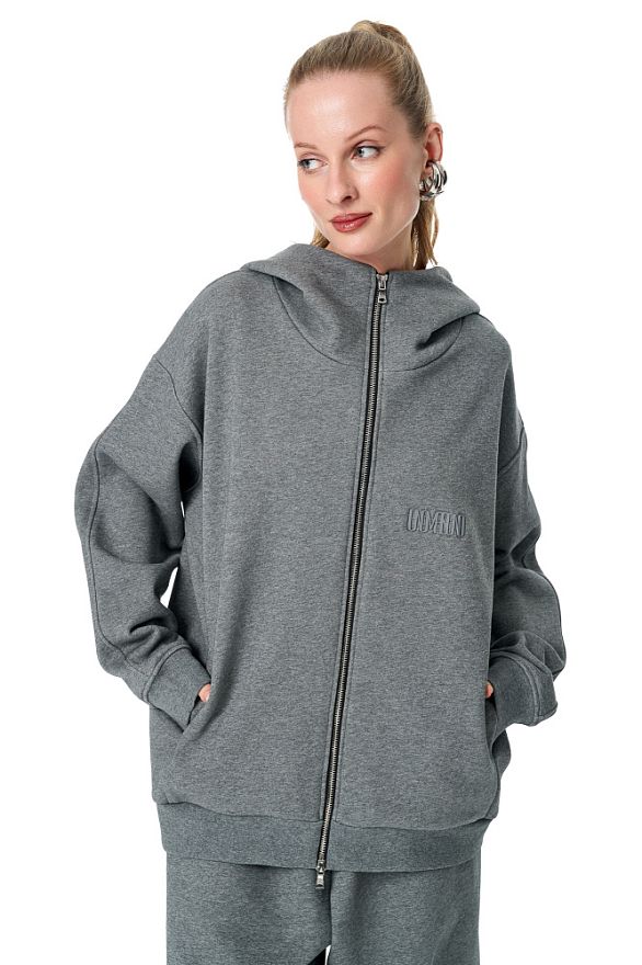 Толстовка Серый Меланж (петля трёхнитка)