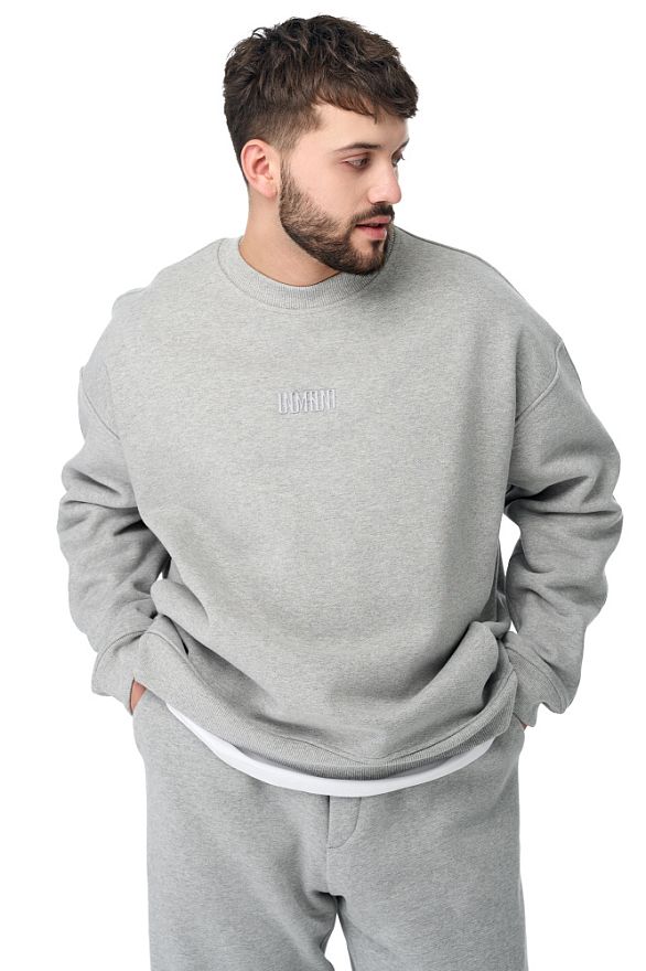 Свитшот Овер Мужской Серый Меланж (Микро Начёс 100% хлопок)