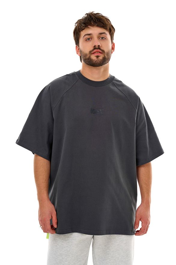 Футболка Овер Мужская Графит Уно Слитный (100% хлопок)