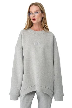 Свитшот Овер Серый Меланж (Микро Начёс 100% хлопок)
