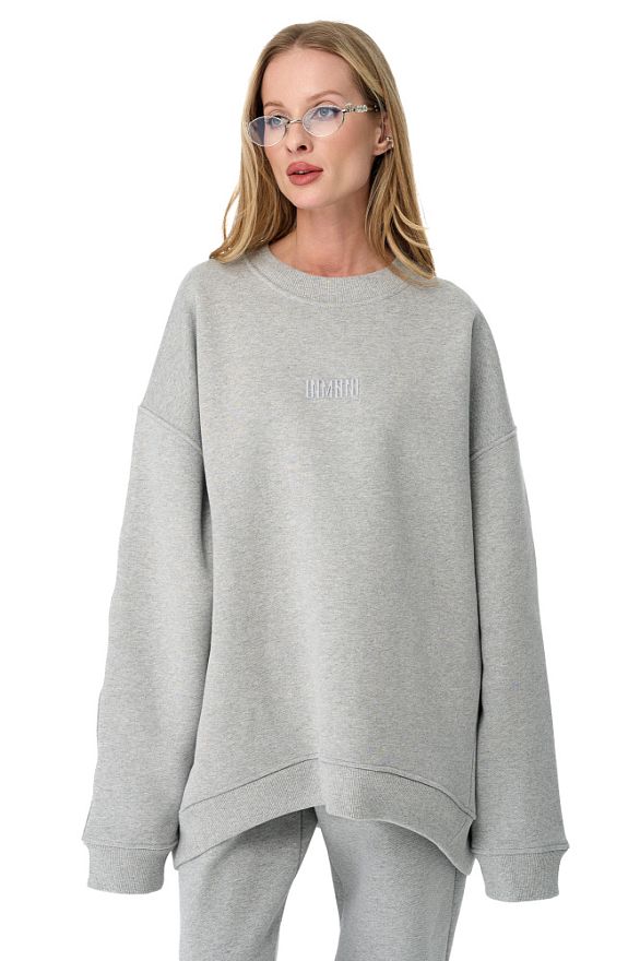 Свитшот Овер Серый Меланж (Микро Начёс 100% хлопок)