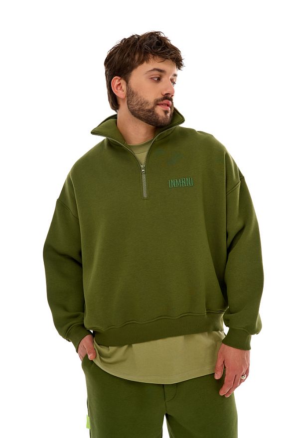 Свитшот Горло на Замке Мужской Хаки (начёс)