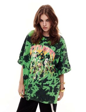 Футболка Лайм неон Тай-дай Скелеты