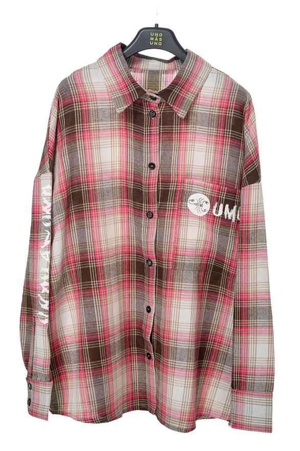 Рубашка Мужская Клетка Фуксия-шоко