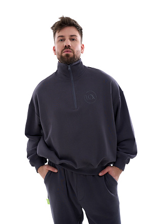 Свитшот Горло на Замке Мужской Графит петля трёхнитка