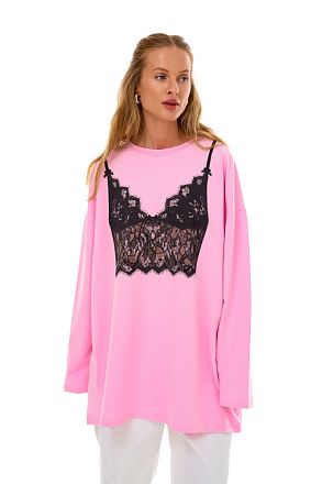 Лонгслив Лайт Пинк Кружево