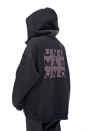 Толстовка Графит Квадрат Розовый (начёс)