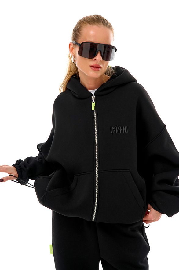 Толстовка Баббл Блэк Уно Слитный (начёс)