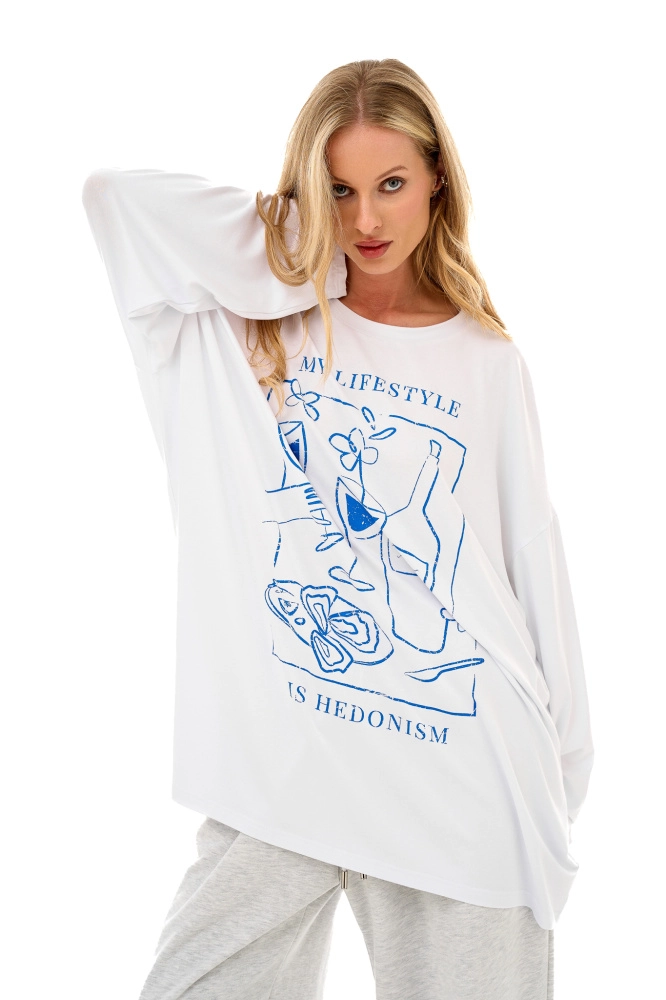 Лонгслив Уайт Вискоза Гедонизм