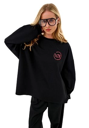 Лонгслив Блэк Уно Круг Розовый Неон